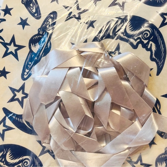 Vintage Celestial Wrapping Paper Moon Sun Planet Saturn Star Sky Creme Blue Bow - Picture 8 of 9